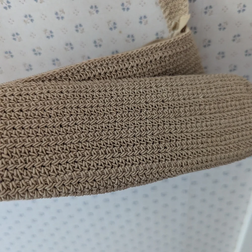 NWOT Beige Crochet Clutch Motherof Pearl Accents